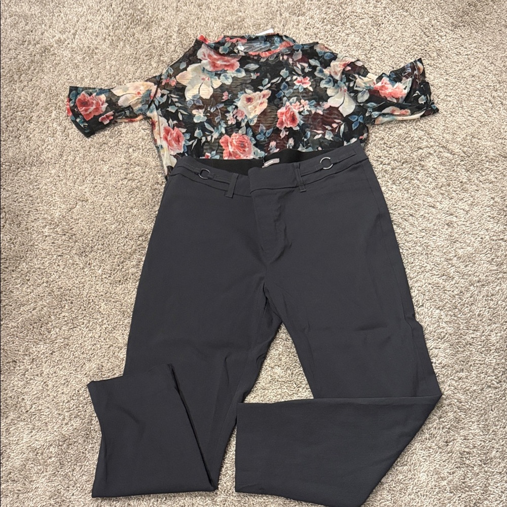 Floral Top and grey dress pants set